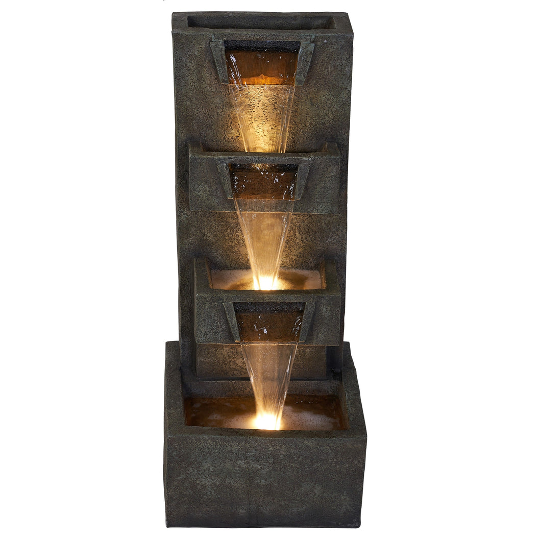 MULTI-LEVELED WATERFALL FOUNTAIN W/3 WW LEDS