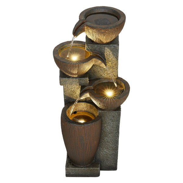 MODERN TIERED WATER FOUNTAIN W/3 WW LEDS 24 H