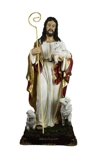 81716-39 - 39in Good Shepherd Figure Religious Decor Indoor/Outdoor