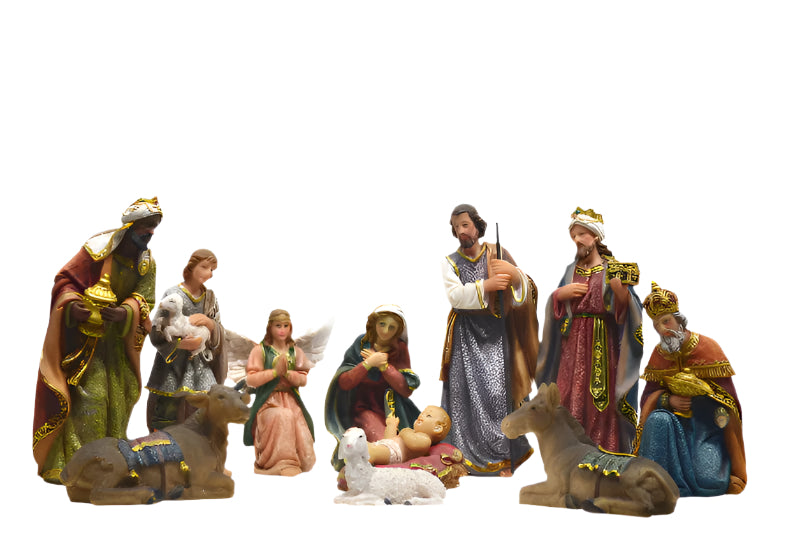 81859 - NATIVITY & THREE WISE MEN 11 PC/SET 8 INCH H