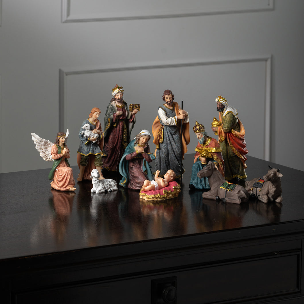 81859-B - NATIVITY & THREE WISE MEN 11 PC/SET 8 INCH H