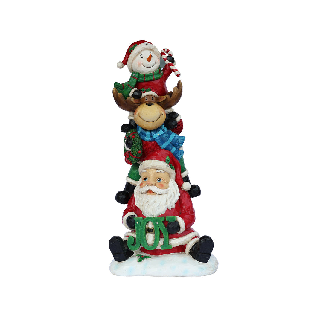 85187-A - Stacking Snowman Elk Santa Christmas Decoration with LED Lights Battery Operated Indoor Use Only