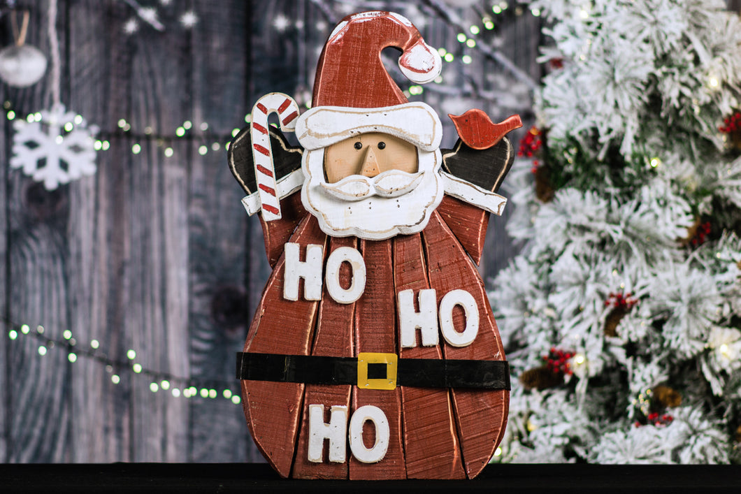 85255-C - WOODEN SANTA HO HO HO 29 INCH H IN/OUTDOOR