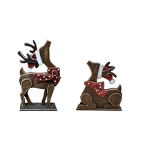 Load image into Gallery viewer, 85255-I - 2 Piece Wooden Reindeer Christmas Decor Set Indoor Outdoor Use
