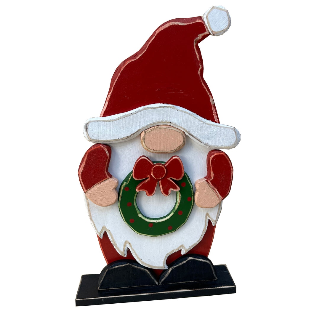 85255-P - Medium Wooden Gnome Christmas Decor Indoor Outdoor Use