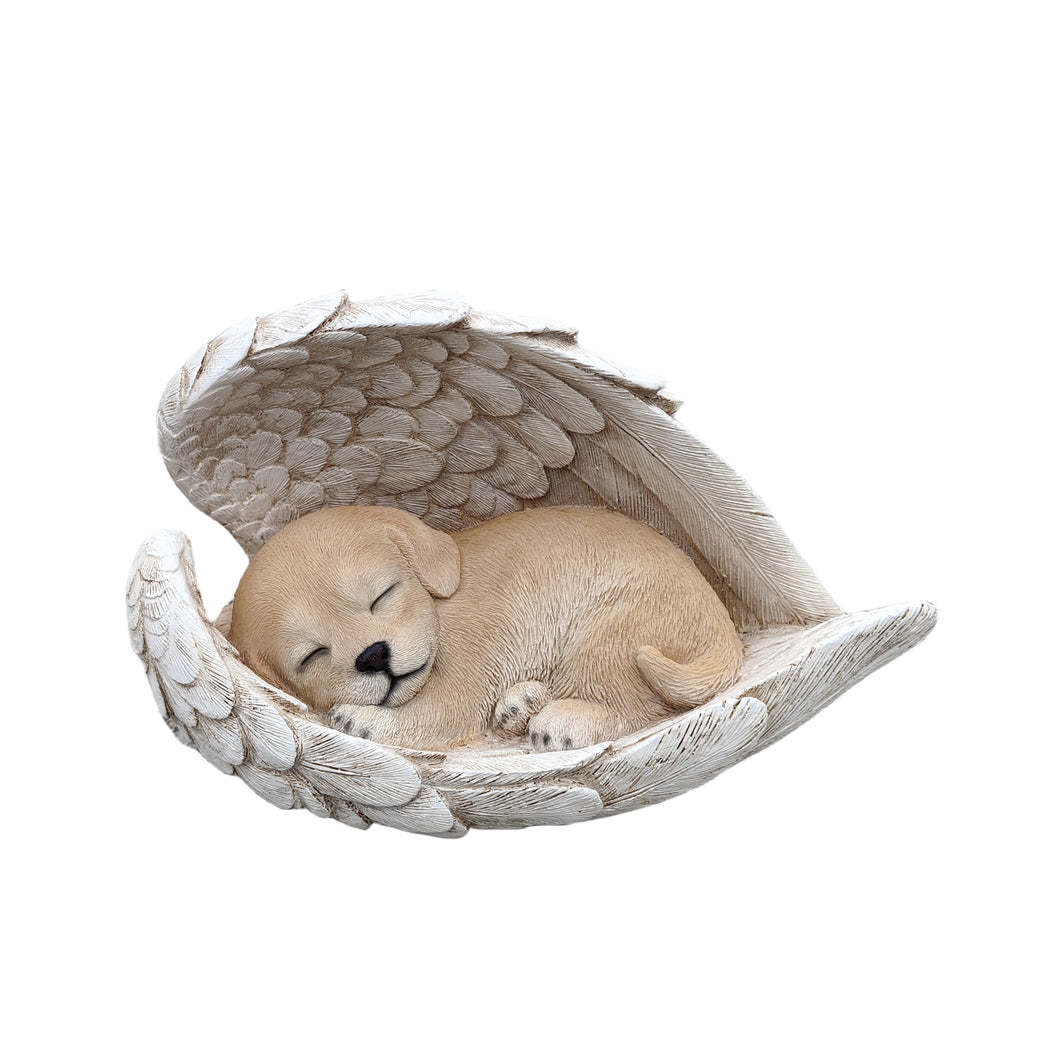 87630-B - Sunny Serenity: Radiant Yellow Polyresin Angel Dog Figurine