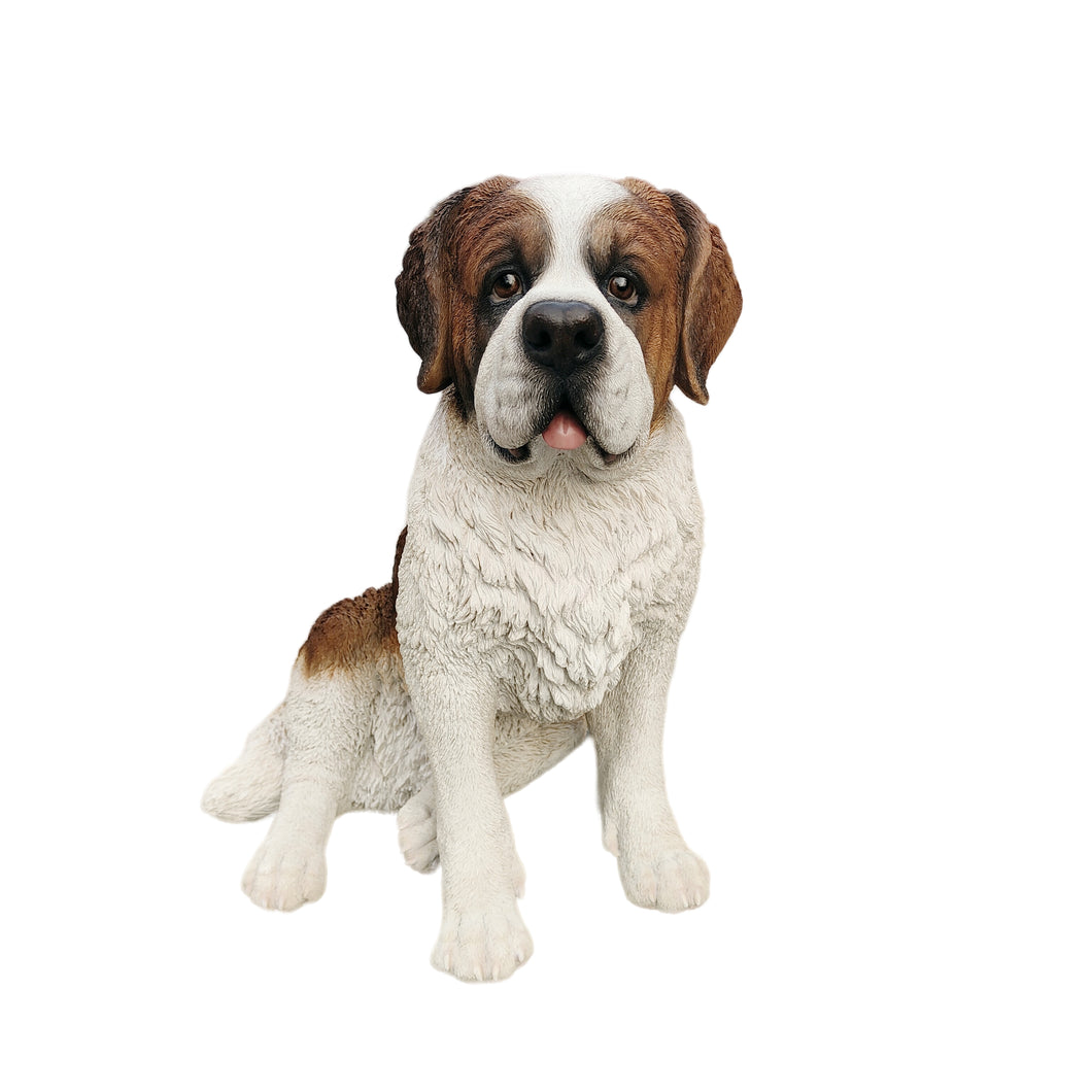 87631 - Alpine Guardian: Saint Bernard Polyresin Figurine in White and Brown