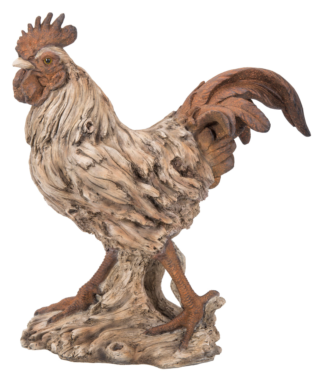 87650-E - ROOSTER STANDING -DRIFTWOOD LOOK-