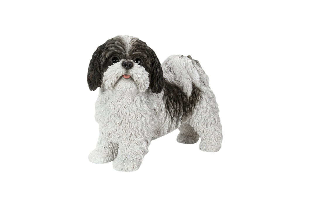 DOG-BLACK/WHITE SHIH TZU STANDING STATUE
