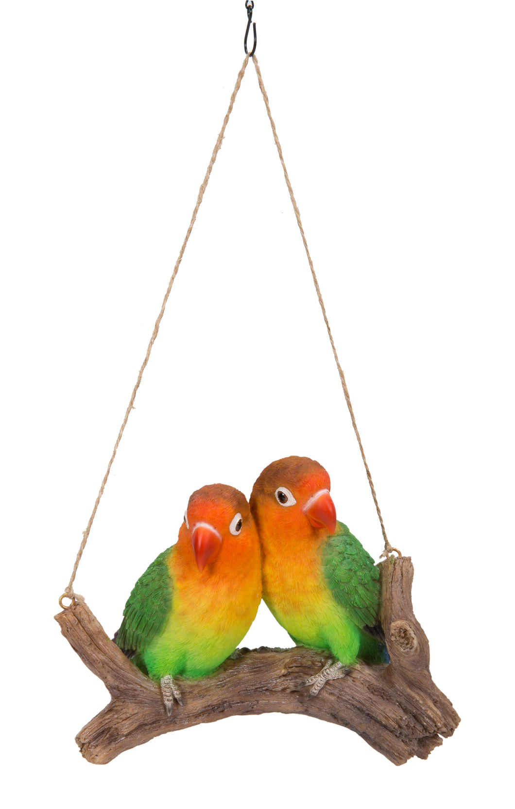 HANGING PARROTS (LOVEBIRDS) ON BRANCH