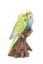 Load image into Gallery viewer, 87675-F - MOTION ACTIVATED SINGING COUPLE BUDGERIGAR ON STUMP
