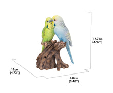 Load image into Gallery viewer, 87675-F - MOTION ACTIVATED SINGING COUPLE BUDGERIGAR ON STUMP
