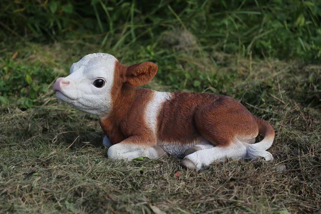 87705-B - COW LAYING DOWN-BROWN/WHITE