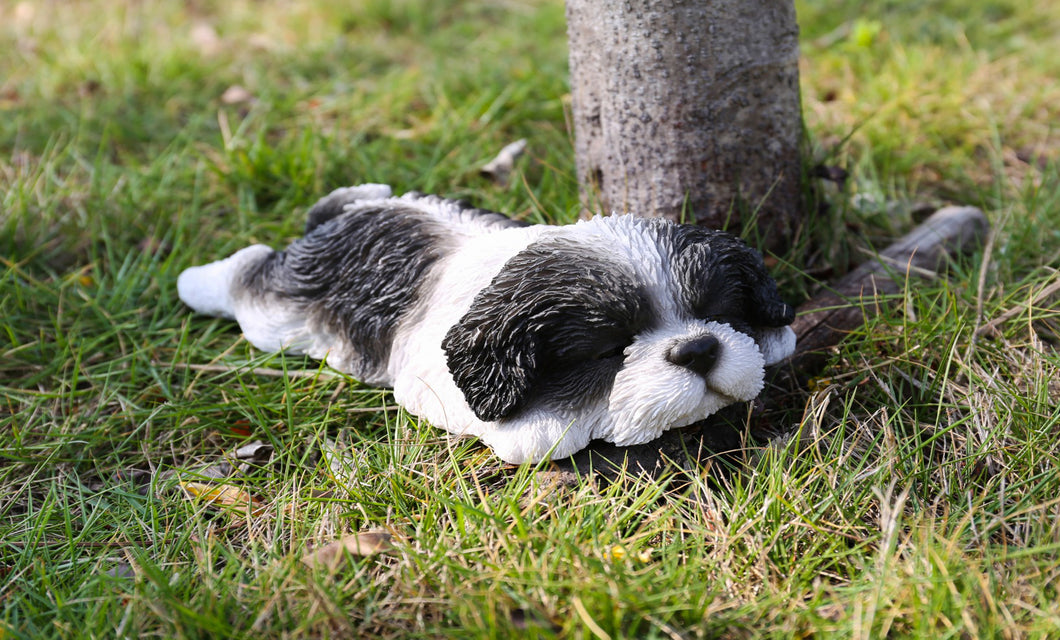 87710-J - PET PALS - SHIH TZU PUPPY SLEEPING - BLACK/WHITE