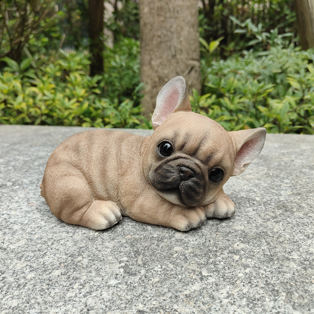 87710-R - Bulldog Bliss: Polyresin Resting French Bulldog in Rich Brown