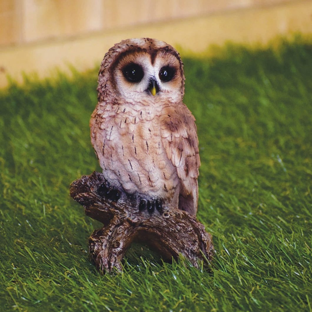 87767-D - TAWNY OWL ON STUMP - SMALL