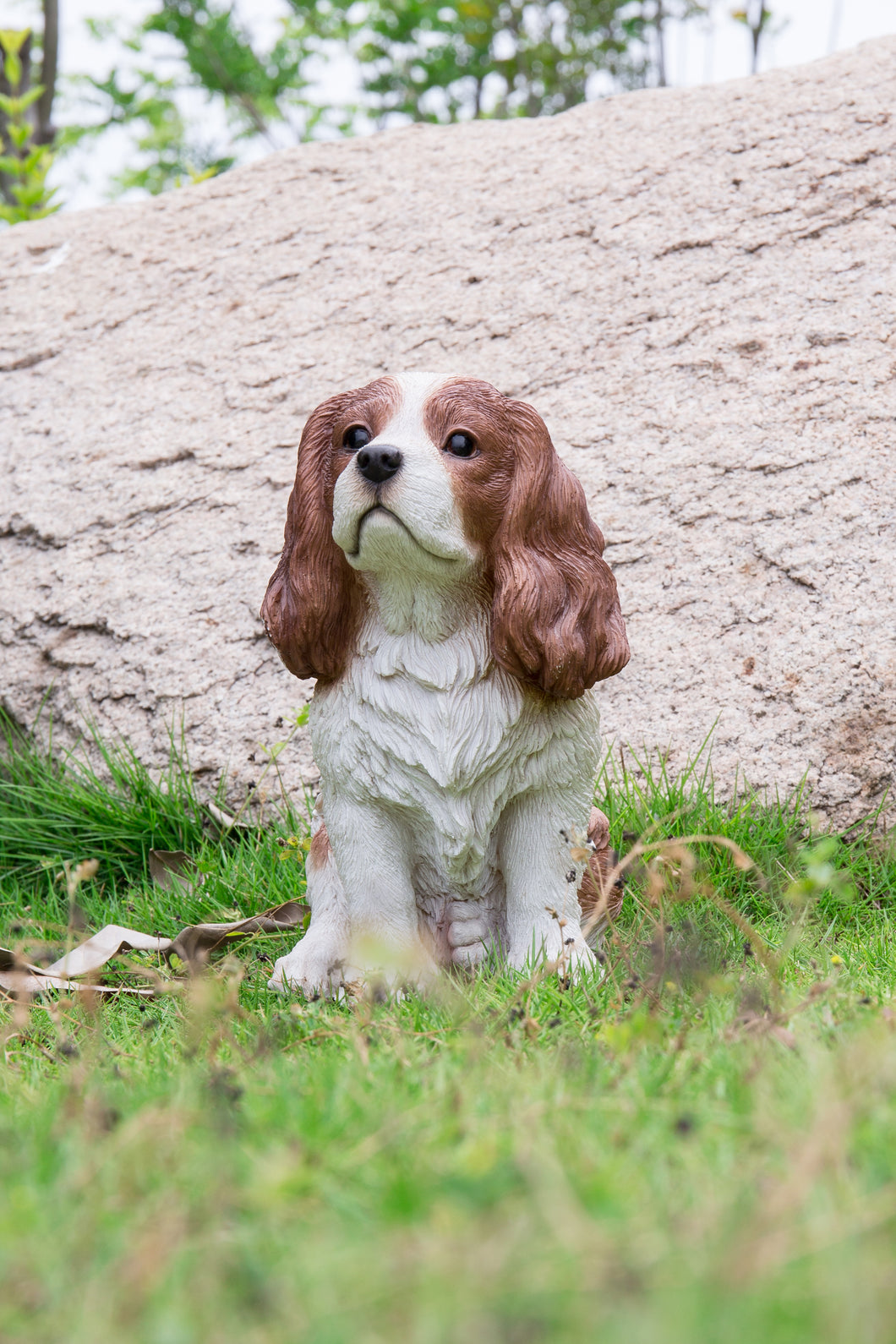 87803-C - DOG-KING CHARLES SPANIEL SITTING - BROWN/WHITE