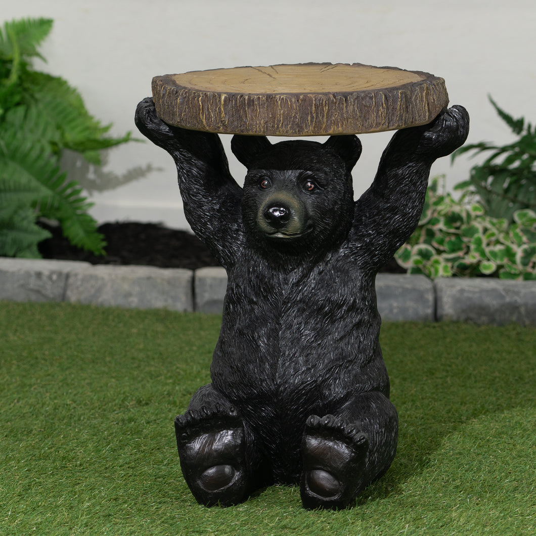 87875-F - BLACK BEAR SITTING PLANT STAND 20 INCH H