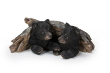 Load image into Gallery viewer, 87957-E - BLACK BEAR CUBS HIDING UNDER LOG STATUE (HI-LINE EXCLUSIVE)
