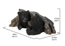 Load image into Gallery viewer, 87957-E - BLACK BEAR CUBS HIDING UNDER LOG STATUE (HI-LINE EXCLUSIVE)
