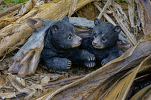 Load image into Gallery viewer, 87957-E - BLACK BEAR CUBS HIDING UNDER LOG STATUE (HI-LINE EXCLUSIVE)
