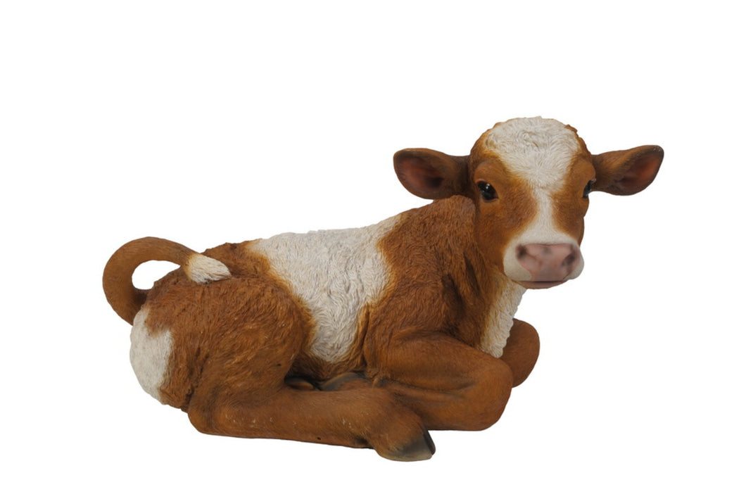 COW LAYING DOWN-BROWN/WHITE