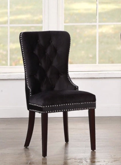 96149-BK - CHAIR-BUTTON-TUFTED BLACK VELVET - 2 PC MIN