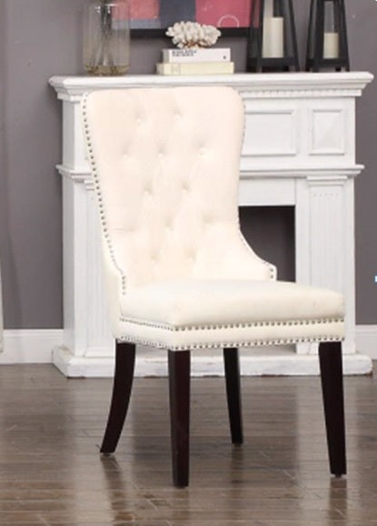 96149-WT - CHAIR-BUTTON-TUFTED WHITE VELVET - 2 PC MIN