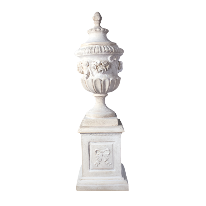 STONE URN ON BASE