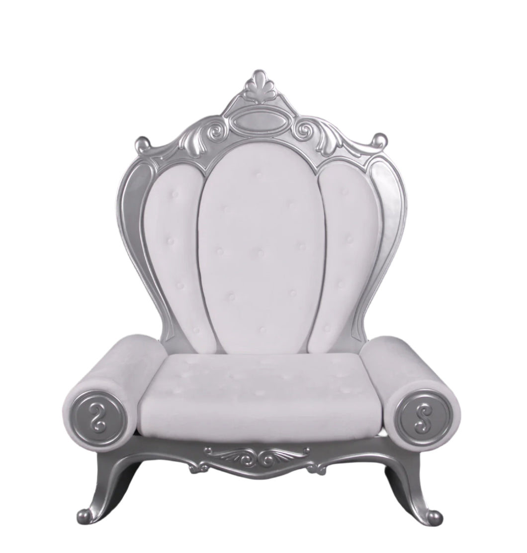 Made to Order: Throne Rococo Armless - Silver & White