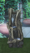 Load and play video in Gallery viewer, FOUNTAIN-TREE TRUNK WATERFALL W/LED LITE
