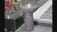 Load and play video in Gallery viewer, 79613-A - 27&quot; H NATURAL FINISH BIRD BATH FOUNTAIN OUTDOOR W/WW LED
