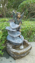 Load and play video in Gallery viewer, 79491-G - FAIRY ON THE ROCK FOUNTAIN W/ 2 WHITE LEDS
