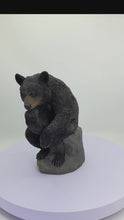 Load and play video in Gallery viewer, 87957-Q - Onyx Contemplation: Intriguing Black Polyresin Thinking Bear Figurine
