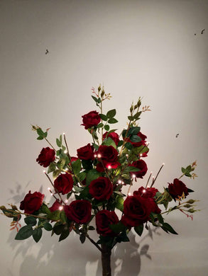 FLORAL LIGHTS-SMALL TREE W/48 WW LED RED ROSE W/ADP