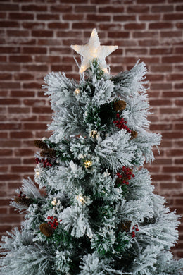 CHRISTMAS TREE FIBER OPTIC W/CONES & BERRIES INDOOR - 72 INCH H