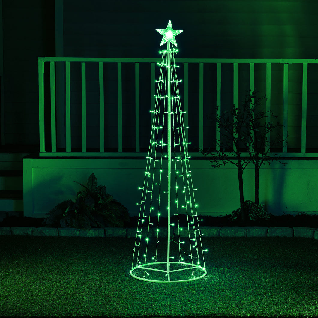 MULTI-FUNCTION TIMED LED TREE W/ STAR - 150 GREEN LEDS W/ REMOTE