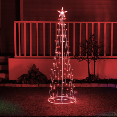 MULTI-FUNCTION TIMED LED TREE W/ STAR - 150 RED LEDS W/ REMOTE