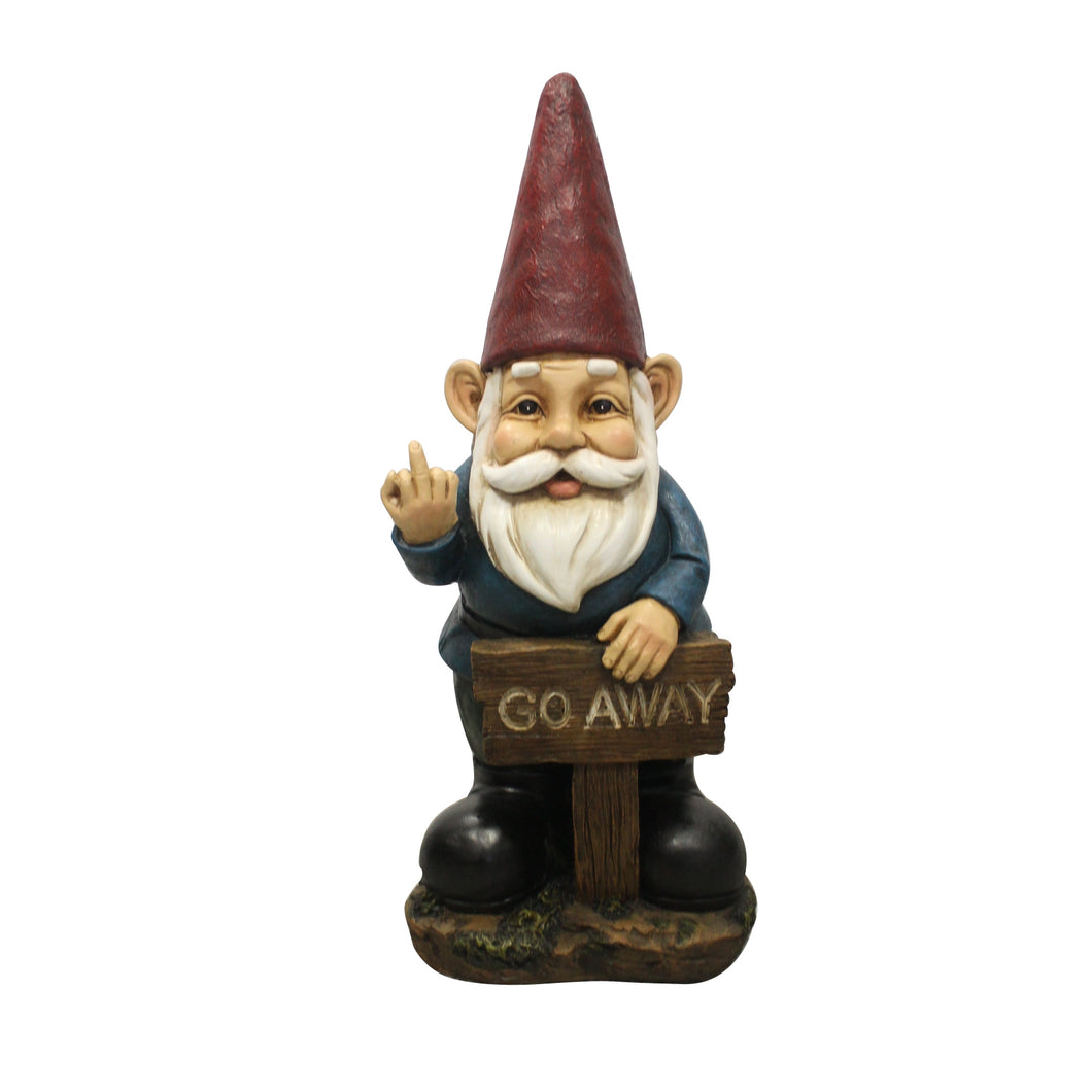 GNOME HOLDS GO AWAY SIGN