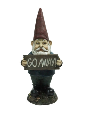 GNOME HOLDS GO AWAY SIGN