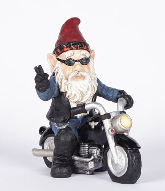 GNOME W/PEACE SIGN RIDING MOTORCYCLE (HI-LINE EXCLUSIVE)