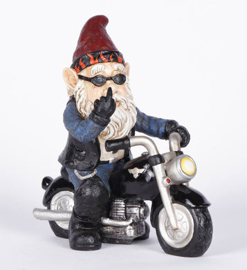 GNOME W/MIDDLE FINGER RIDING MOTORCYCLE (HI-LINE EXCLUSIVE)