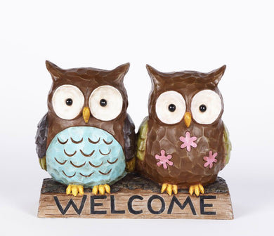 OWL COUPLE W/WELCOME SIGN (HI-LINE EXCLUSIVE)