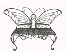 Load image into Gallery viewer, METAL GARDEN DECOR-BUTTERFLY BENCH-ANTIQUE BLACK
