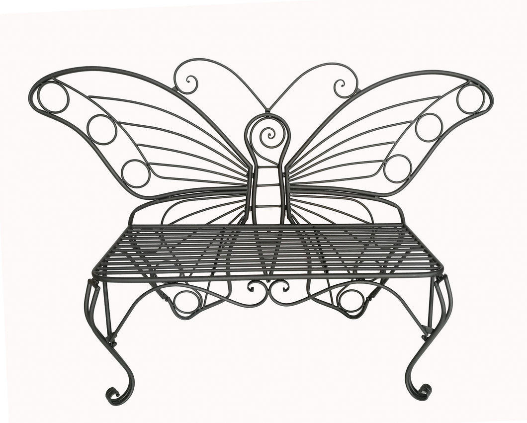 METAL GARDEN DECOR-BUTTERFLY BENCH-ANTIQUE BLACK