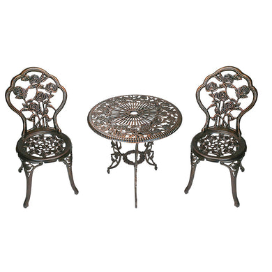 BISTRO SET 3 PC - 1 TABLE/2 CHAIRS - BRONZE ROSES