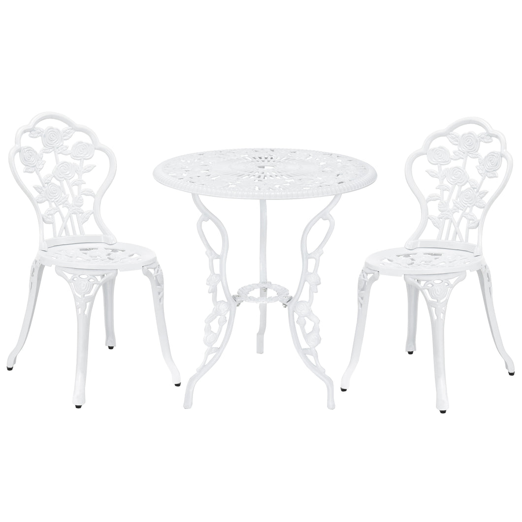 BISTRO SET 3 PC - 1 TABLE/2 CHAIRS - WHITE ROSES