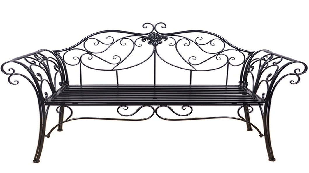 GARDEN BENCH - BLACK - SCROLL DESIGN