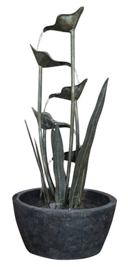 FOUNTAIN-PLANT W/5 LEAVES-METAL