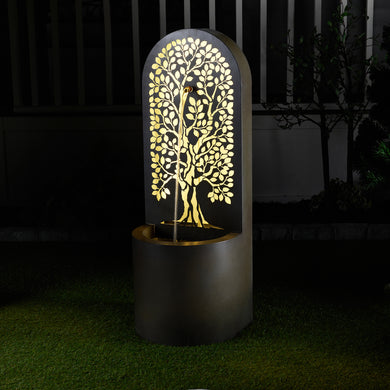 HOLLOW CARVED TREE FOUNTAIN W/LEDS